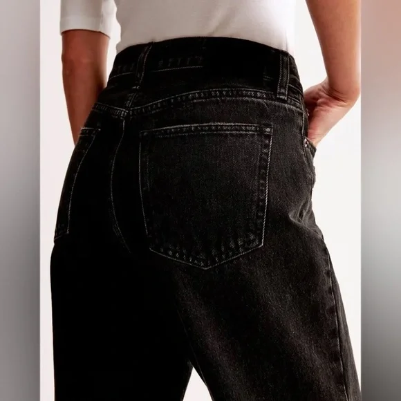 Abercrombie & Fitch Black The Slouchy Jean Mid Rise Curve Love - Picture 3 of 8